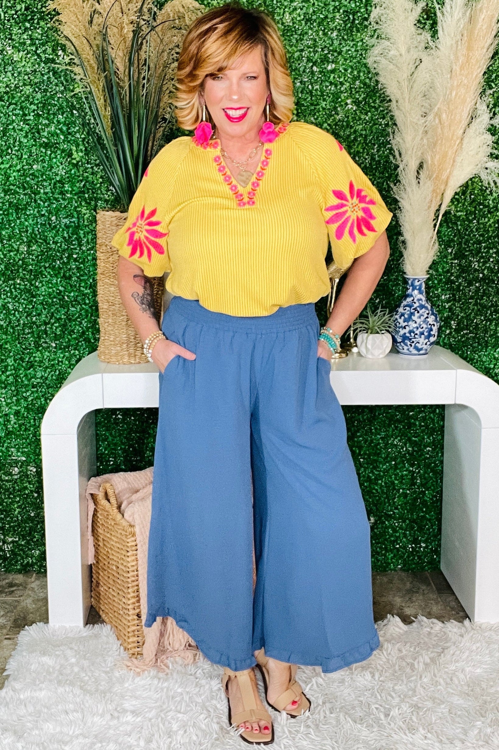 Ruffle My Feathers Blue Pants - P057BL