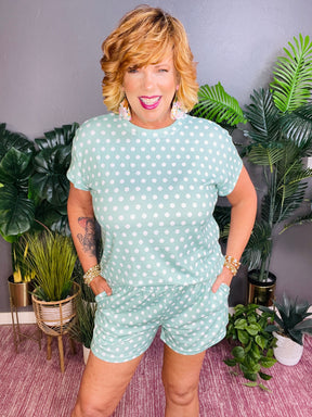 She's Got A Way Green Polka Dot Top And Short Set