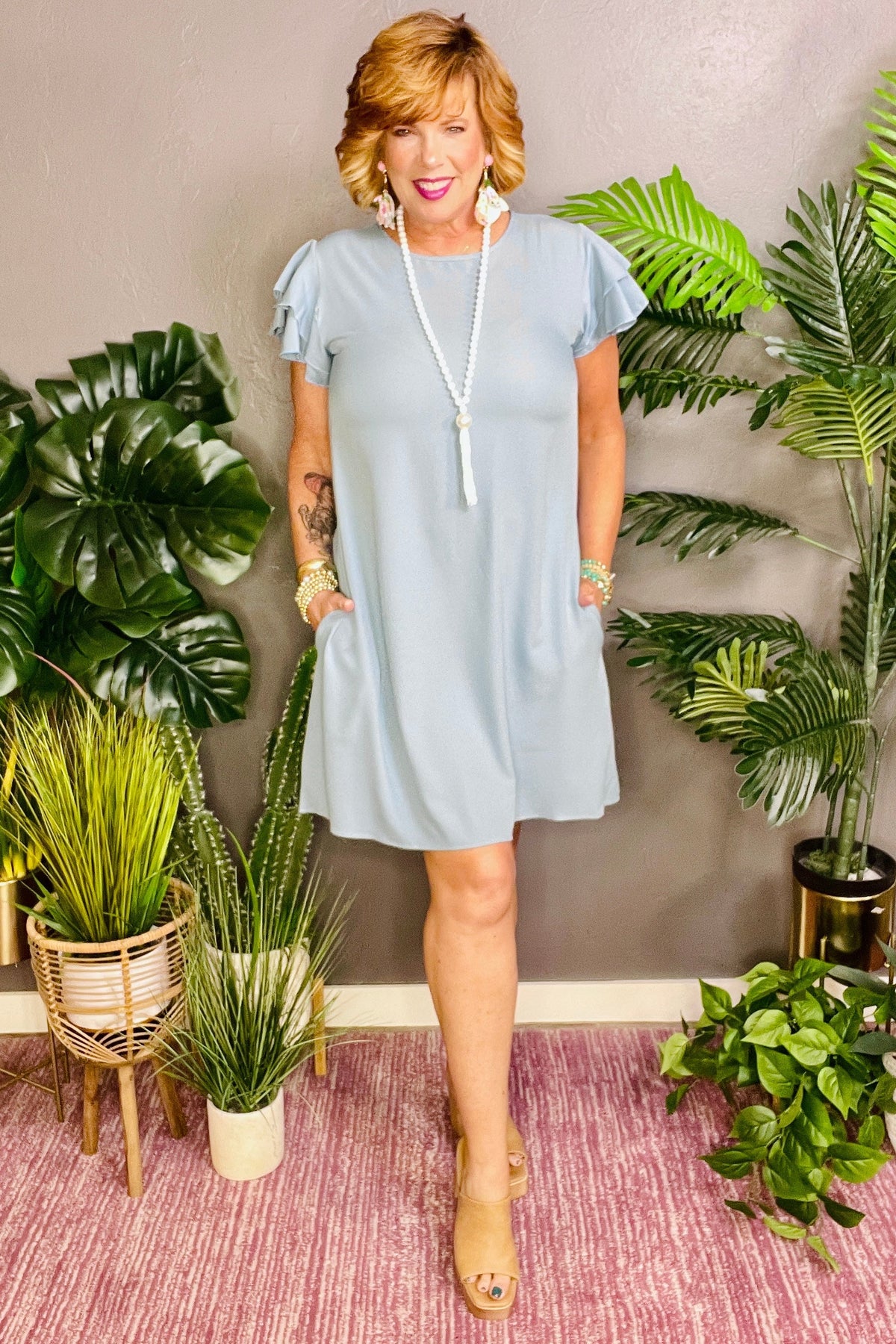 Soft Spoken Vintage Blue Dress - DR128VB