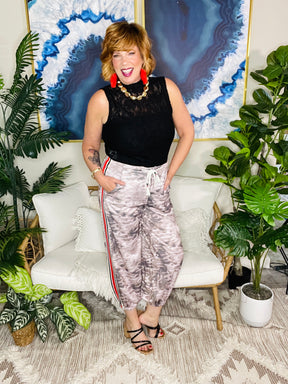 Hide And Seek Khaki Camouflage Striped Side Panel Pants