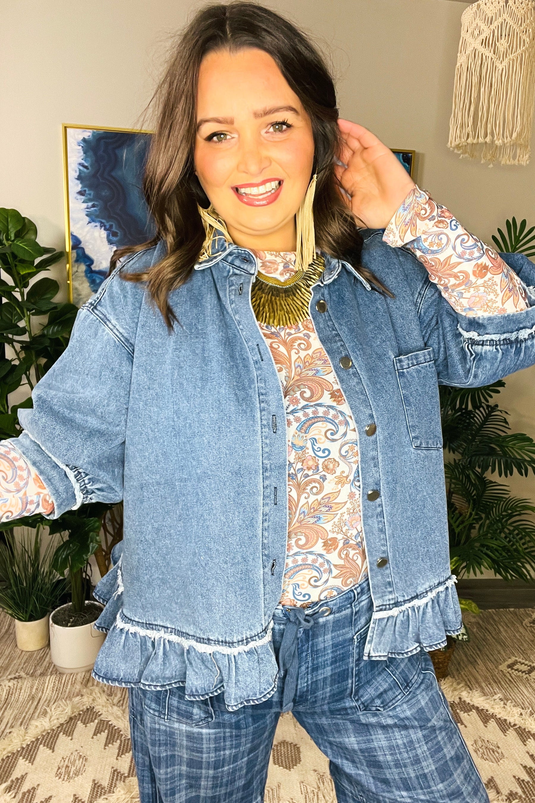 Ruffled And Ready Denim Top - LW021DN