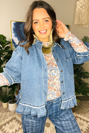 Ruffled And Ready Denim Top - LW021DN
