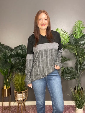 Block The Ordinary Ribbed Knit Hoodie (6 Colors)