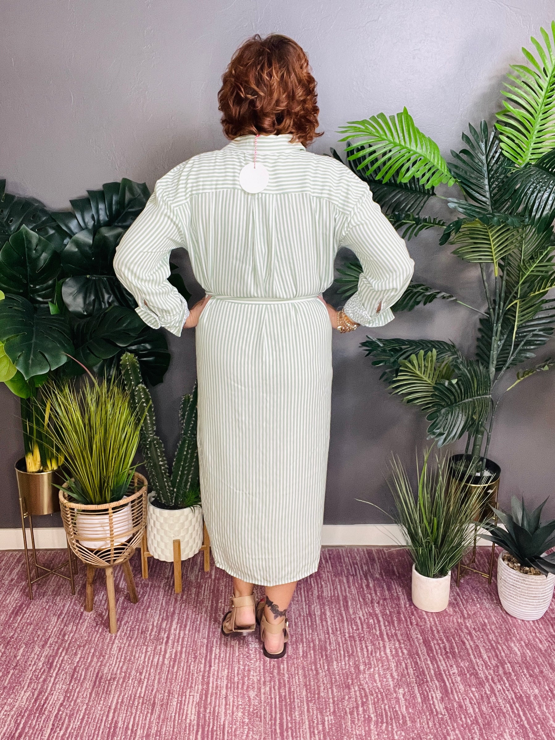 Coastal Cutie Sage Shirt Dress - DR080SG