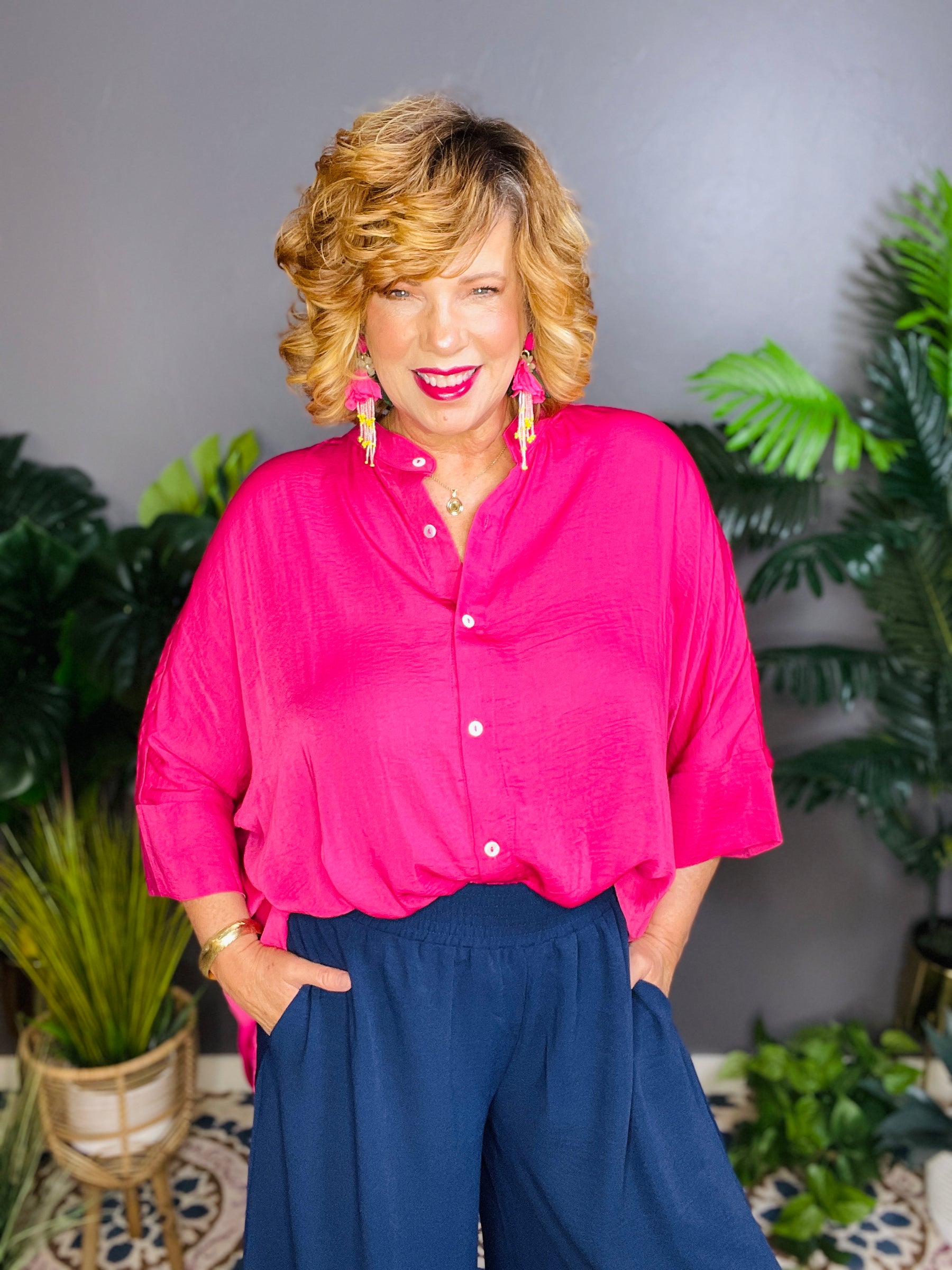Sassy In Satin Fuchsia Top - S760FU