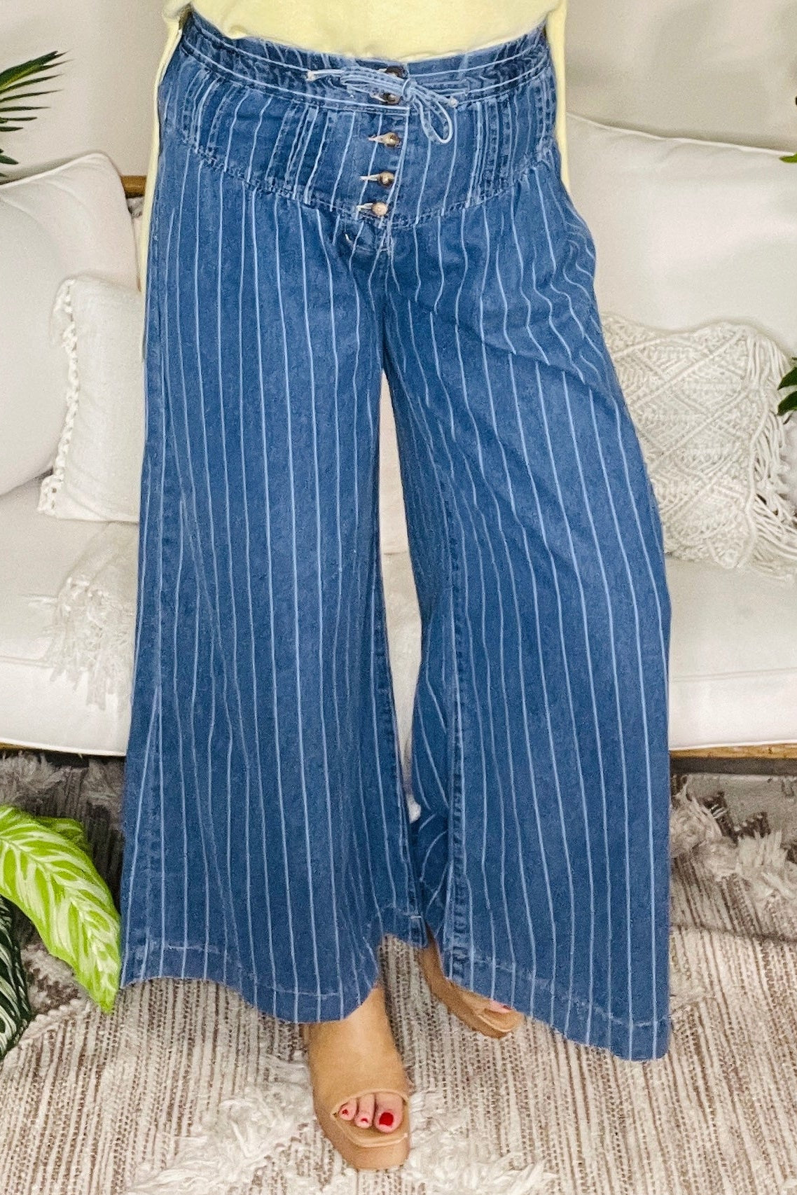 Just Add Stripes Wide Leg Jeans