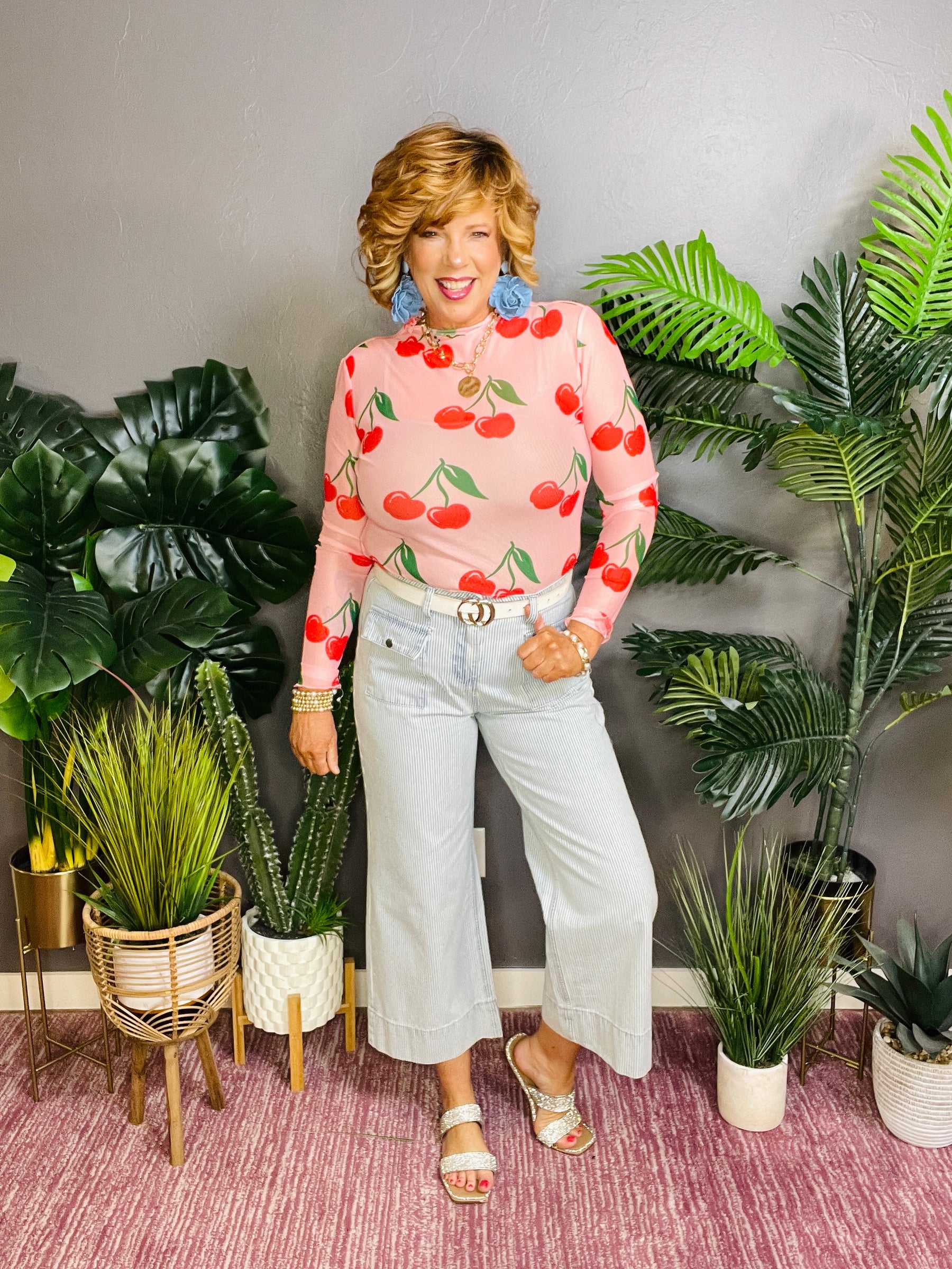 Casual Stripe Days Wide Leg Jeans