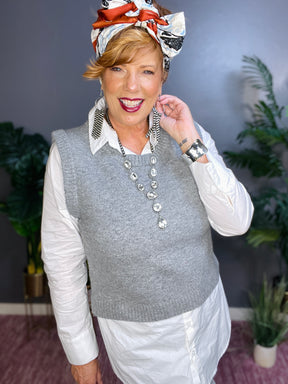 All Things Preppy Layered Top And Vest - S072GR