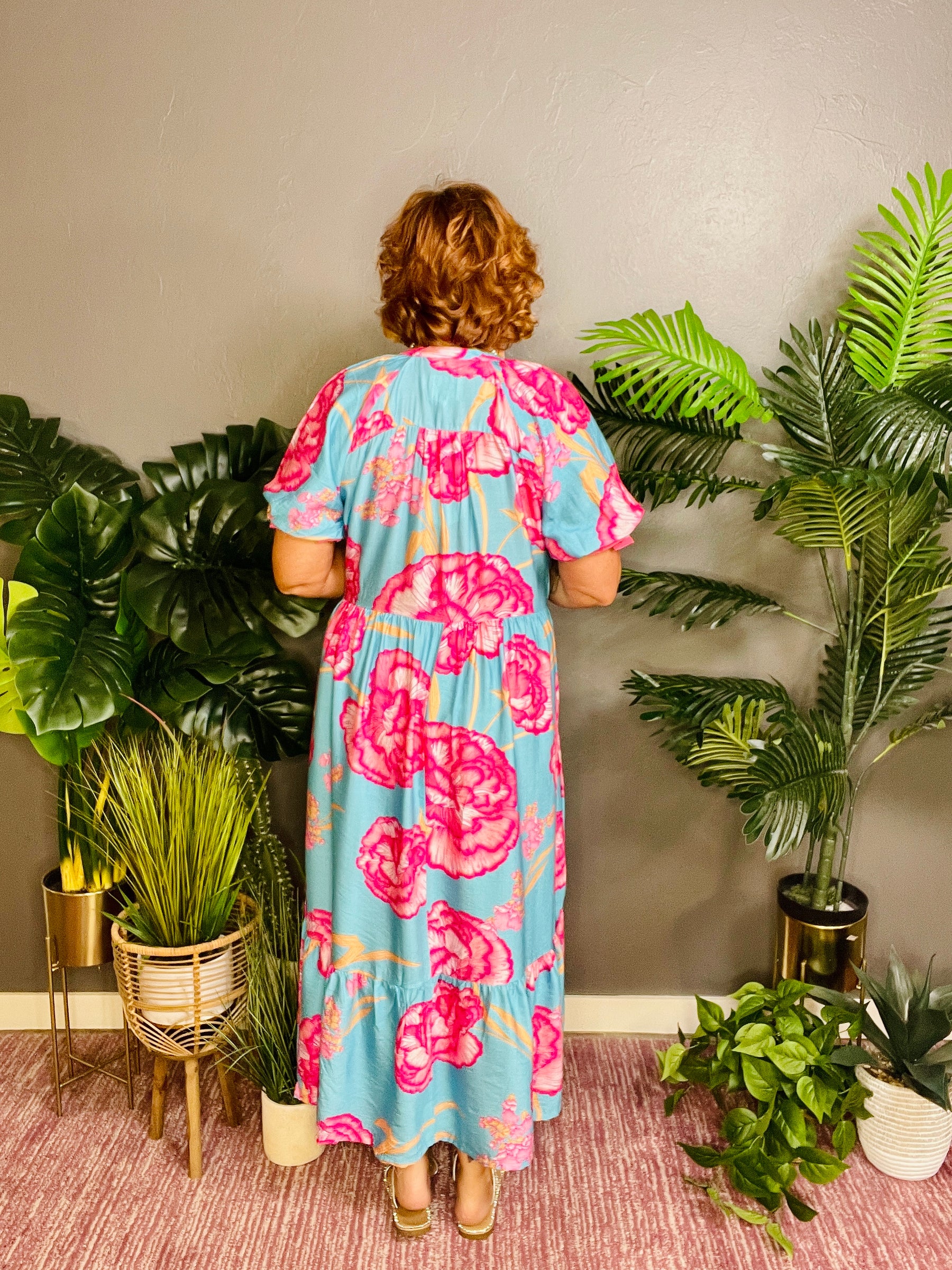 gorgeous midi dress Hello Gorgeous Floral Print Midi Dress BLUE / M