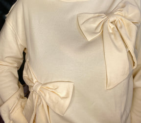 Bows & Chill Bow Detail Cream Hoodie