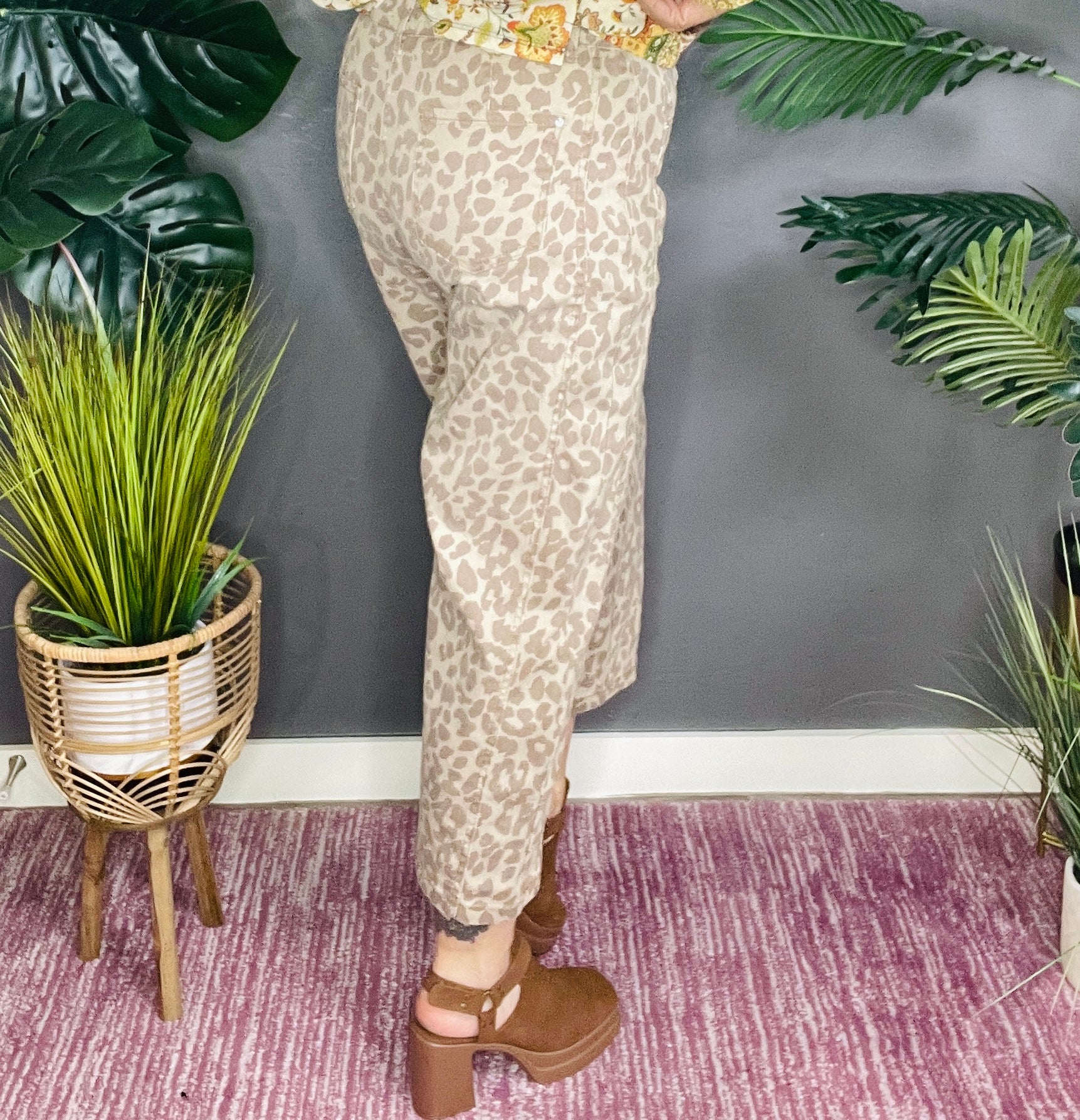 Eden Leopard Print High-Waisted Cropped Jeans