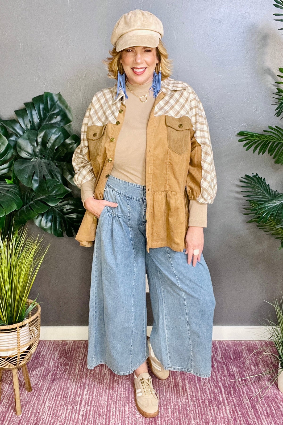 Plaid Season Ready Latte Shacket - OT021LA