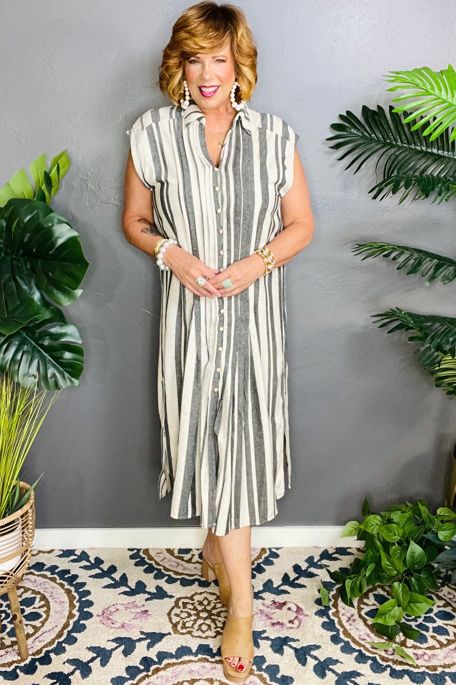 The Good Life Striped Dress - DR185BK