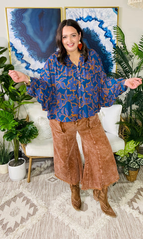 Autumn In The Air Indigo Top - T003IN