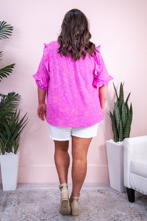 Lover Of Quiet Nights Magenta/Peach Floral Top - T9112MG