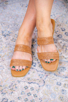 Following My Heart Cognac Slip On Sandals - SHO2587CGN