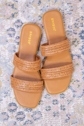 Following My Heart Cognac Slip On Sandals - SHO2587CGN