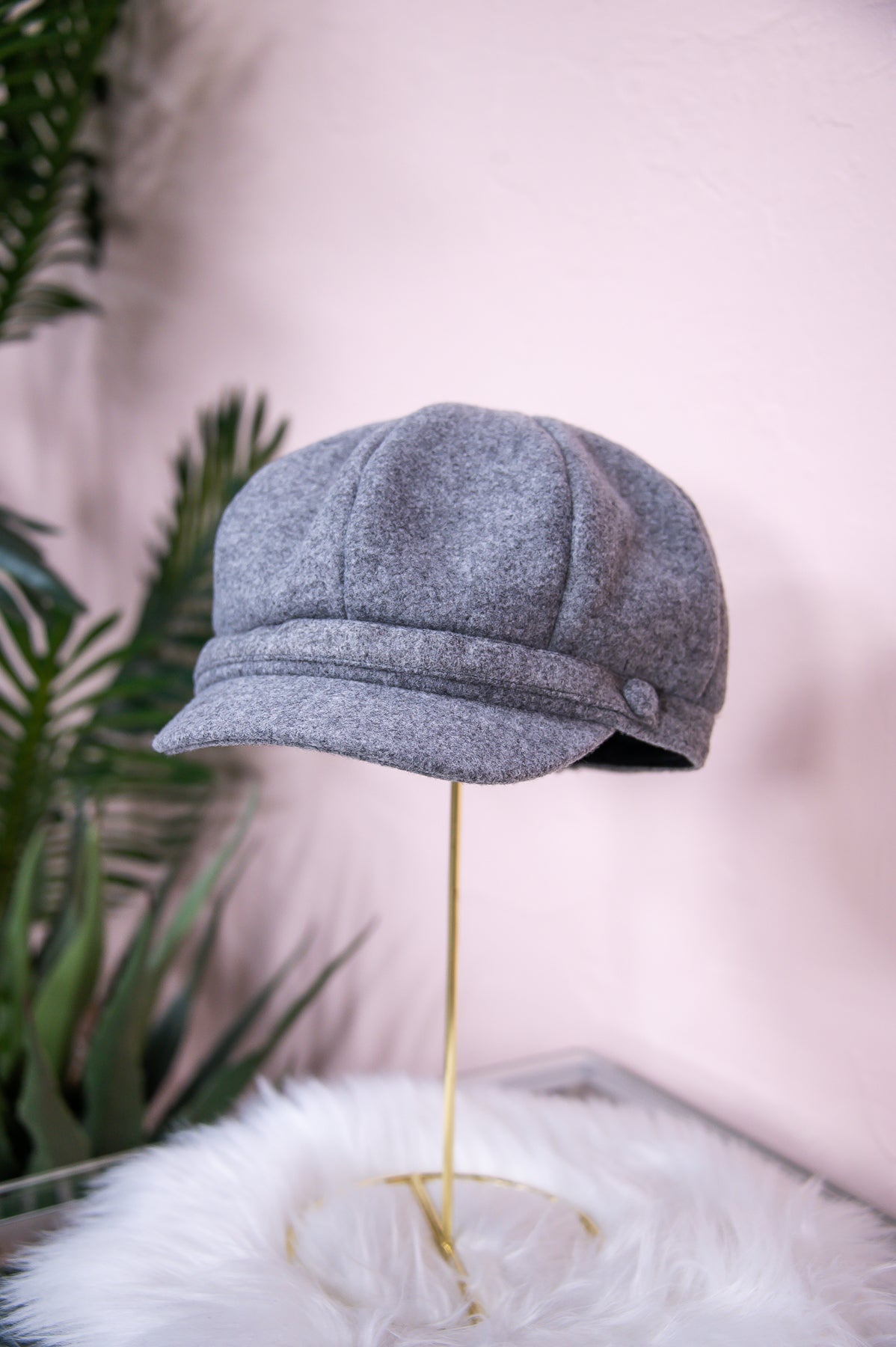 Gray Solid Newsboy Hat - HAT1473GR