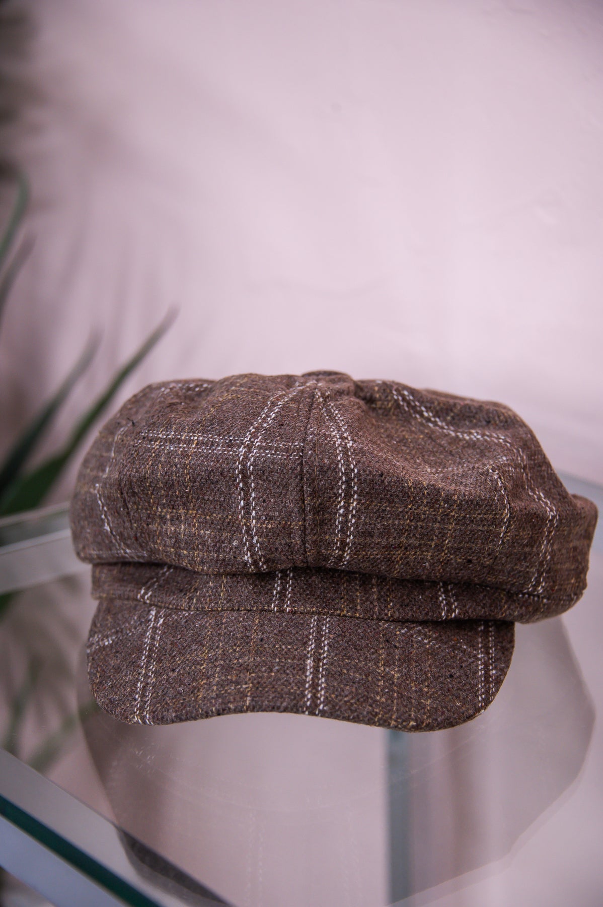 Tan Plaid Newsboy Hat - HAT1468TN