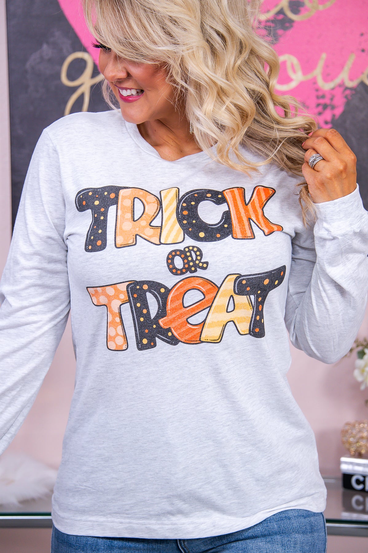 Trick Or Treat Ash Long Sleeve Graphic Tee - A2915AH
