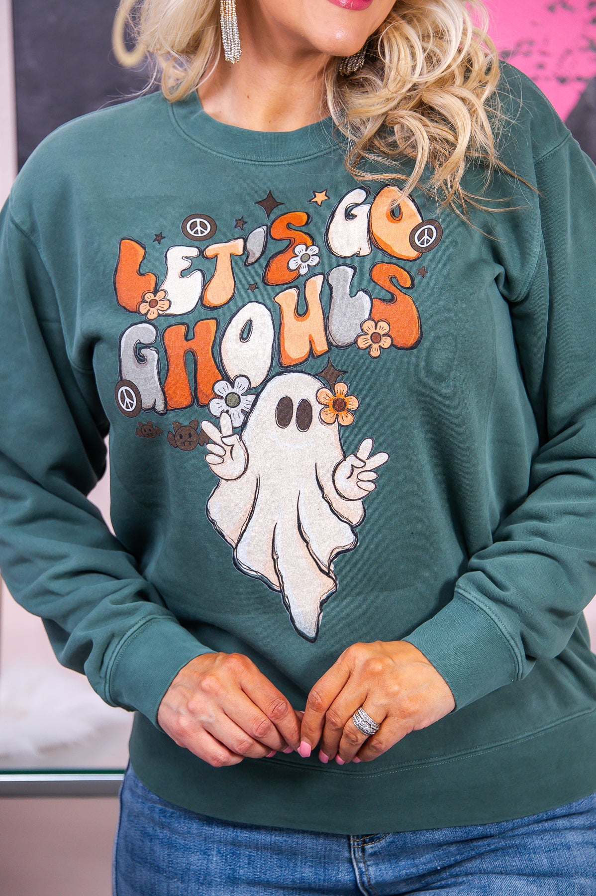 Let's Go Ghouls Pigment Alpine Graphic Sweatshirt - A2917PA