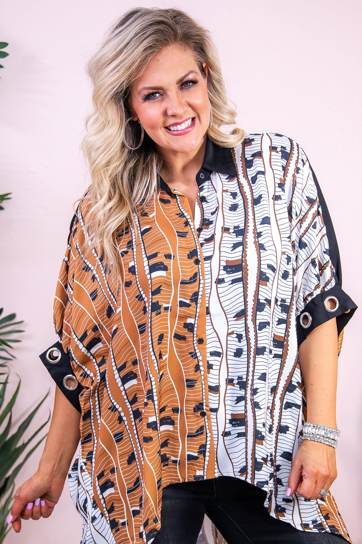 She Is The Wild White/Multi Color Printed High-Low Tunic - T9130WH
