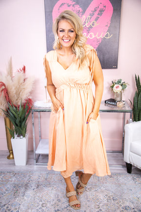 Forever Classy Peach Solid Maxi Dress - D4795PE