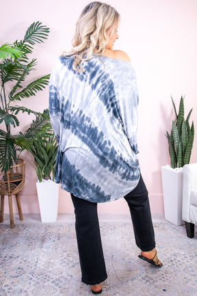 Endless Sunny Vibes Charcoal Gray Tie Dye HIgh-Low Tunic - T9141CG