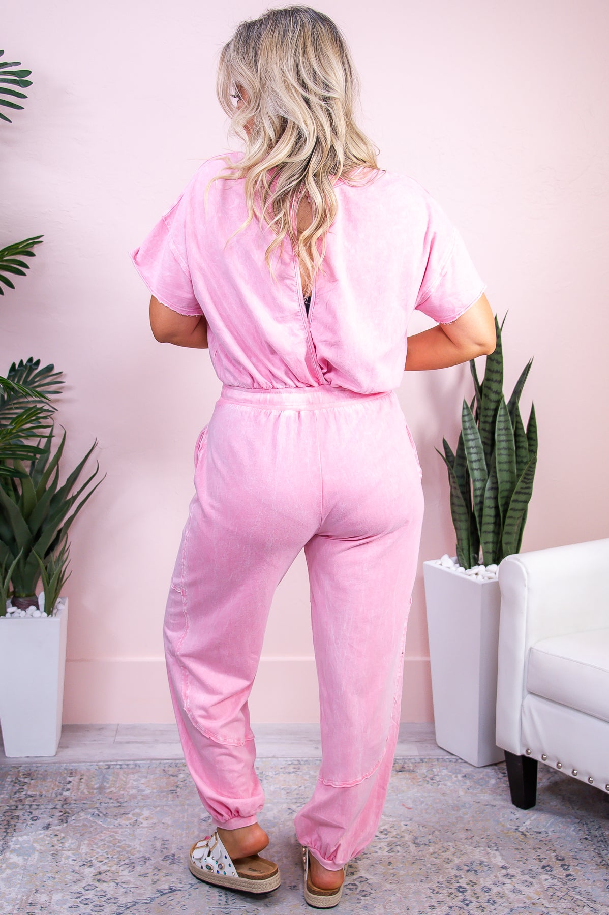 Shake Your Bunny Tail Vintage Pink Solid Romper - RMP773VPK