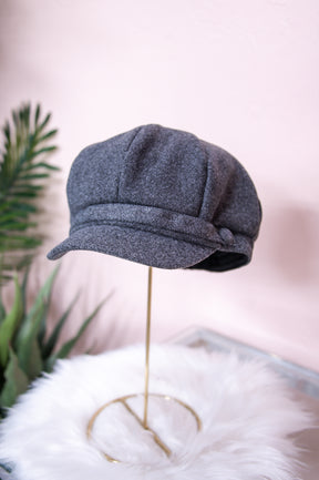 Charcoal Gray Solid Newsboy Hat - HAT1480CG