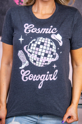 Cosmic Cowgirl Dark Heather Gray Graphic Tee - A2729DHG