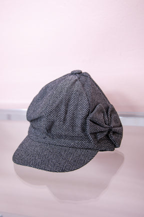 Gray Herringbone Newsboy Hat - HAT1476GR