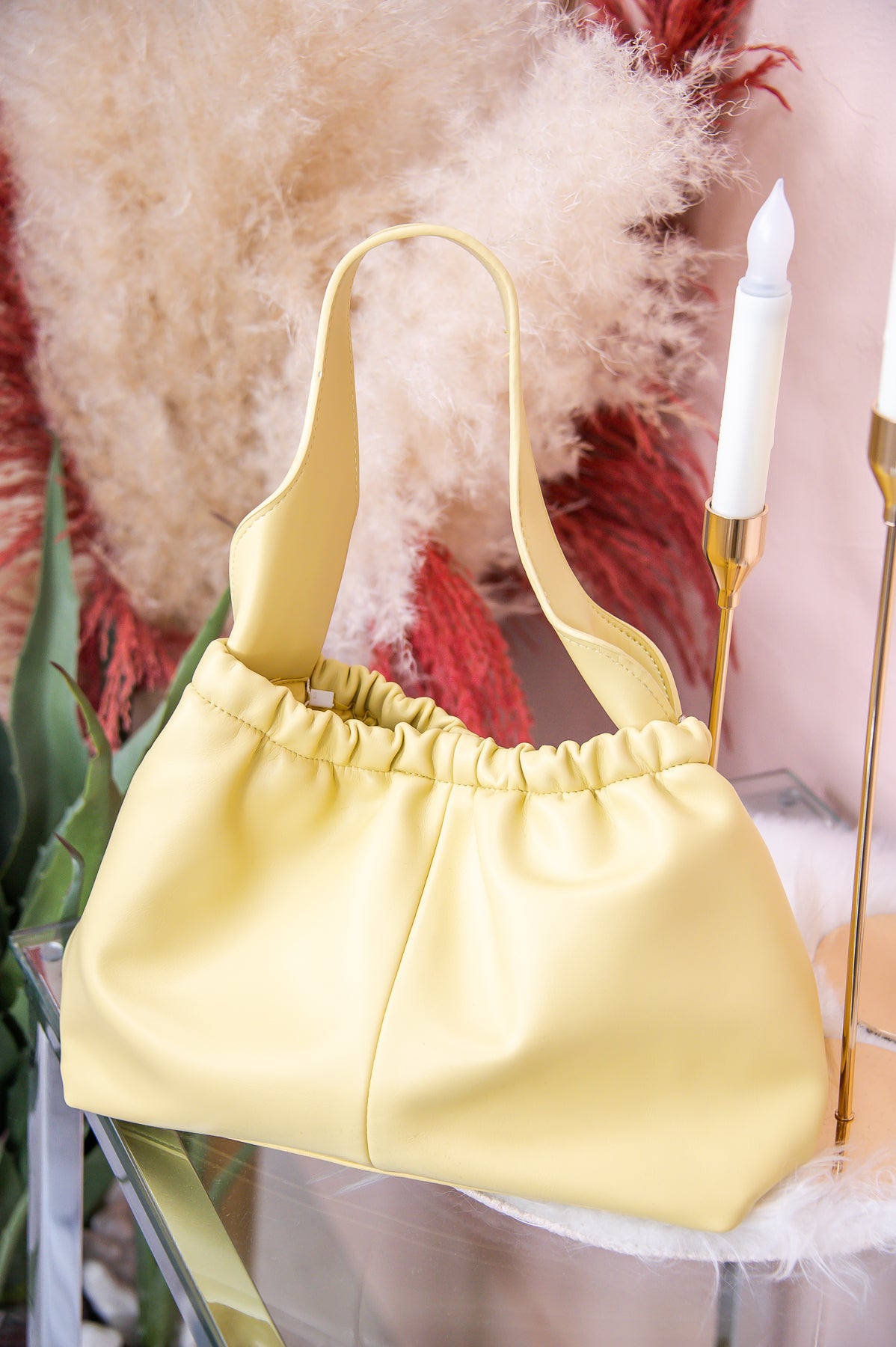 Forever With You Light Yellow Solid Bag - BAG1835LYE
