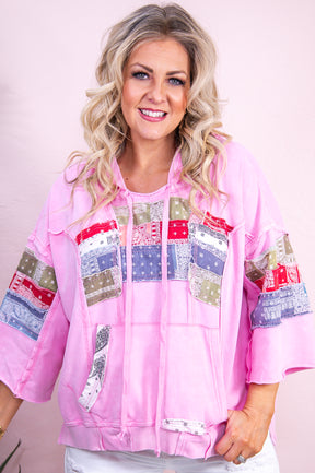 Babe Nation Pink/Multi Color Paisley Patchwork Top - T9157PK