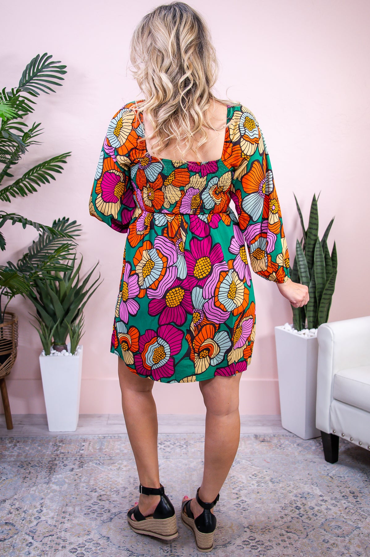 Hibiscus Island Green/Multi Color Floral Dress - D5181GN