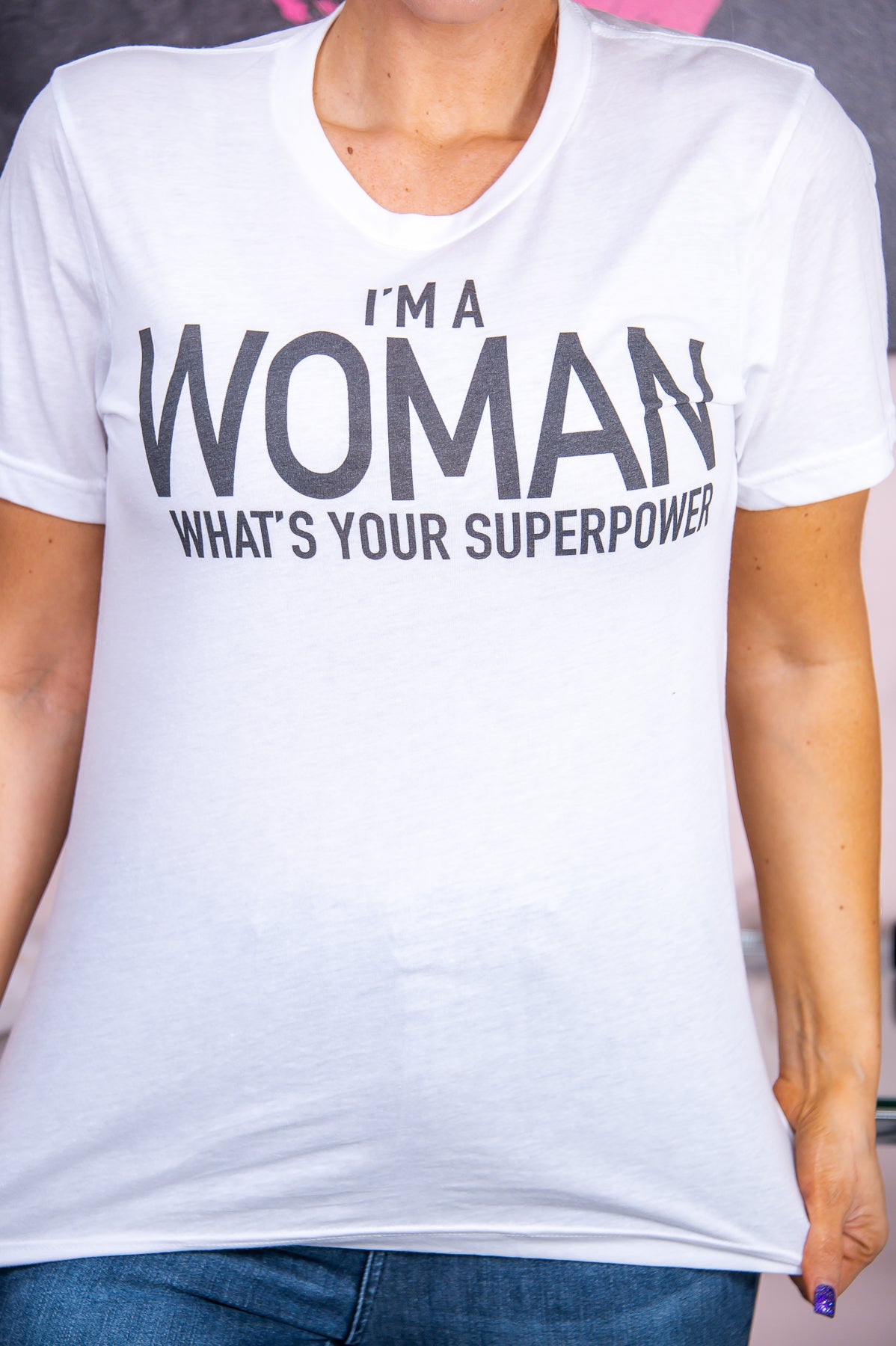 I'm A Woman Solid White Triblend Graphic Tee - A2735WH