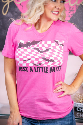Just A Little Batty Heather Charity Pink Graphic Tee - A2935HCP
