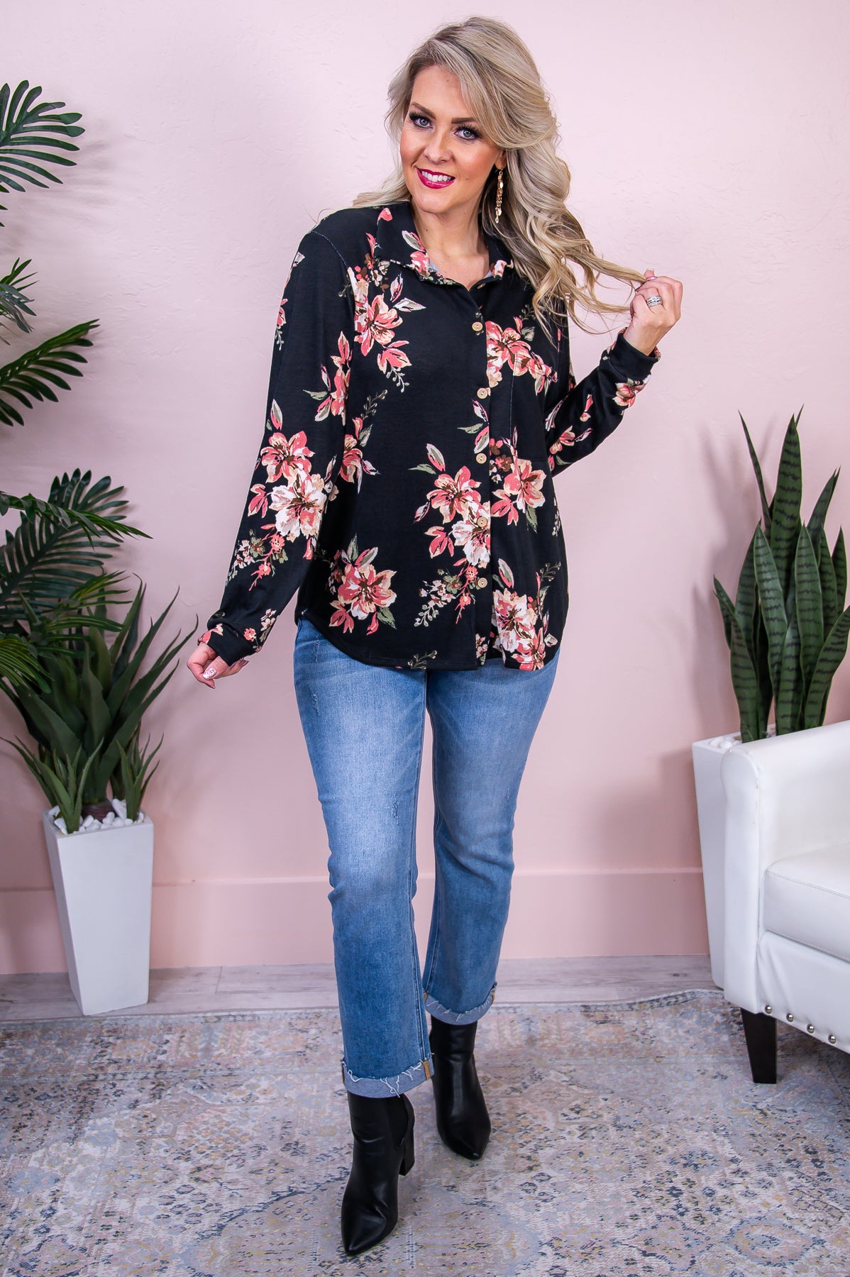 Shades Of Happiness Black/Multi Color Floral Top - T8482BK