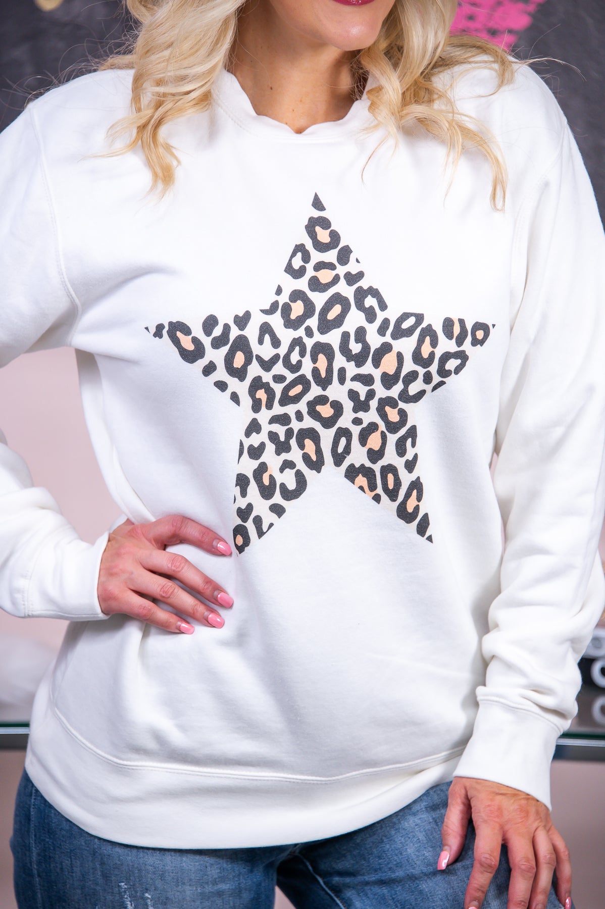 Wishing Upon A Star White Graphic Sweatshirt - A2939WH
