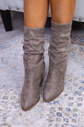 Leaves Are Falling And Boots Are Calling Taupe Solid Suede Boots - SHO2613TA