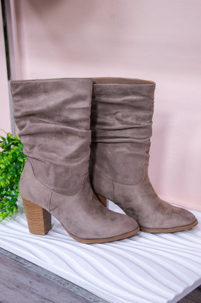 Leaves Are Falling And Boots Are Calling Taupe Solid Suede Boots - SHO2613TA