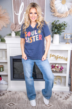 Soul Sister Heather Navy Graphic Tee - A2745HNV