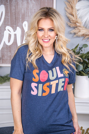 Soul Sister Heather Navy Graphic Tee - A2745HNV