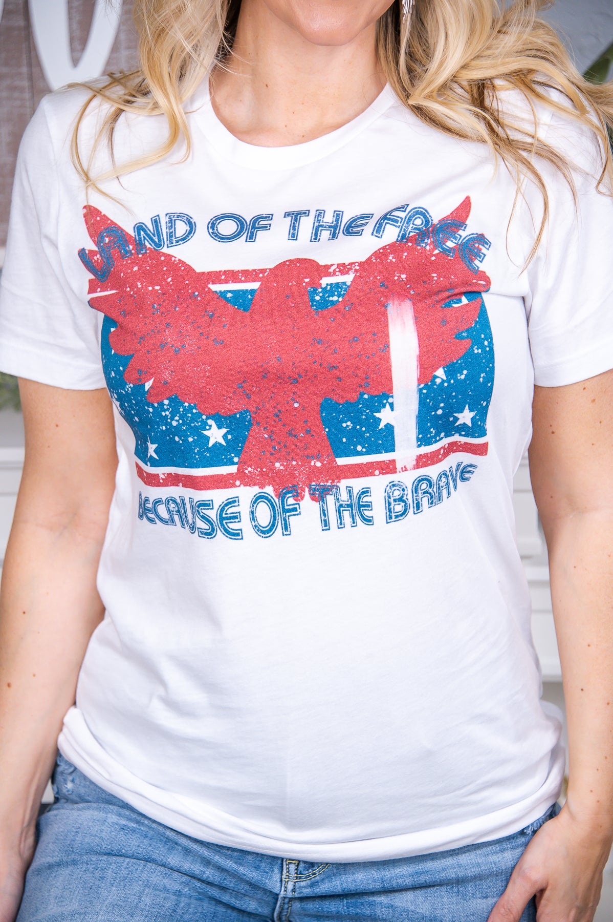 Land Of The Free White Graphic Tee - A2741WH