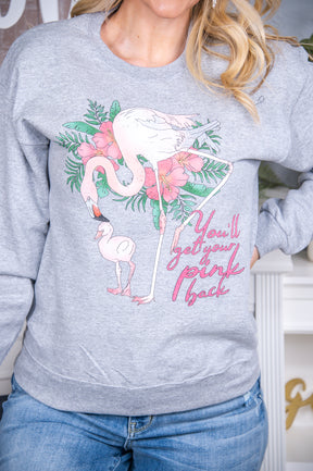 You'll Get Your Pink Back Athletic Heather Gray Graphic Sweatshirt - A2752AHG