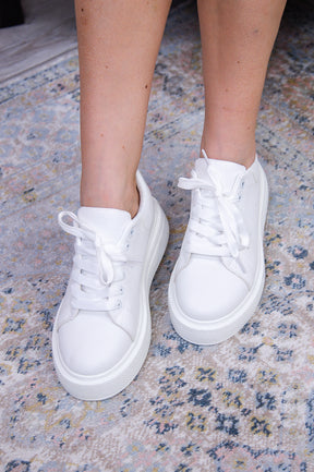 Jump Into Style White Solid Platform Sneakers - SHO2614WH