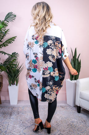 Darling I'm Different Teal/Multi Color Floral High-Low Tunic - T9184TE