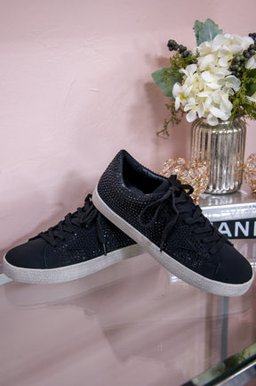 Heading For Success Black Bling/Star Sneakers - SHO2617BK