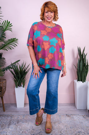 Vintage Soul Brick/Multi Color Floral Top - T10041BR
