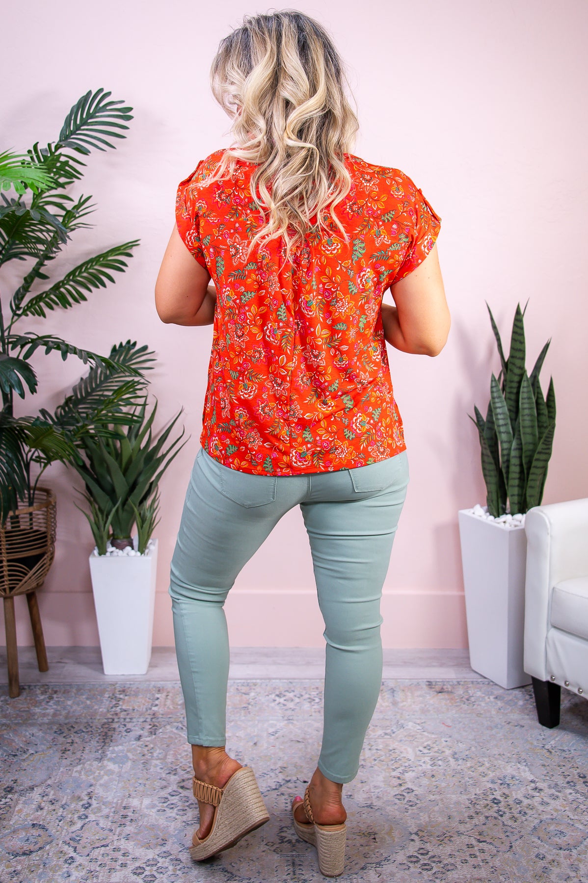 Warmest Island Vibes Red/Multi Color Floral Top - T9208RD